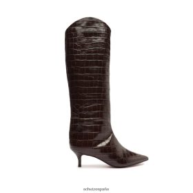 Schutz España P46XRJ760 chocolate oscuro | Schutz bota maryana lo de piel con relieve de cocodrilo