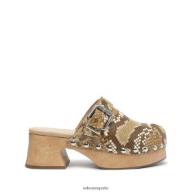 Schutz España Zapatos P46XRJ197 verdadero beige | Schutz zapatos planos de piel con relieve de serpiente