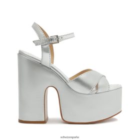 Schutz España Zapatos P46XRJ68 plata | Schutz sandalia keefa de piel metalizada con aberturas