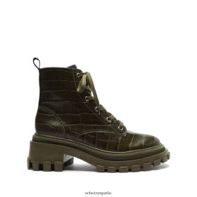 Schutz España Zapatos P46XRJ911 verde militar | Schutz botín orly de piel con relieve de cocodrilo