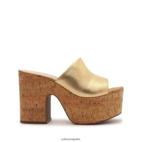 Schutz Zapatos P46XRJ627 oro | Schutz sandalia dalle de piel metalizada con aberturas