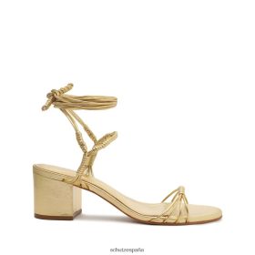 Schutz Zapatos P46XRJ72 oro | Schutz Sandalia amunet de media caña de piel metalizada