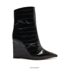 Schutz Zapatos P46XRJ891 negro | Schutz botín asya de piel con relieve de cocodrilo